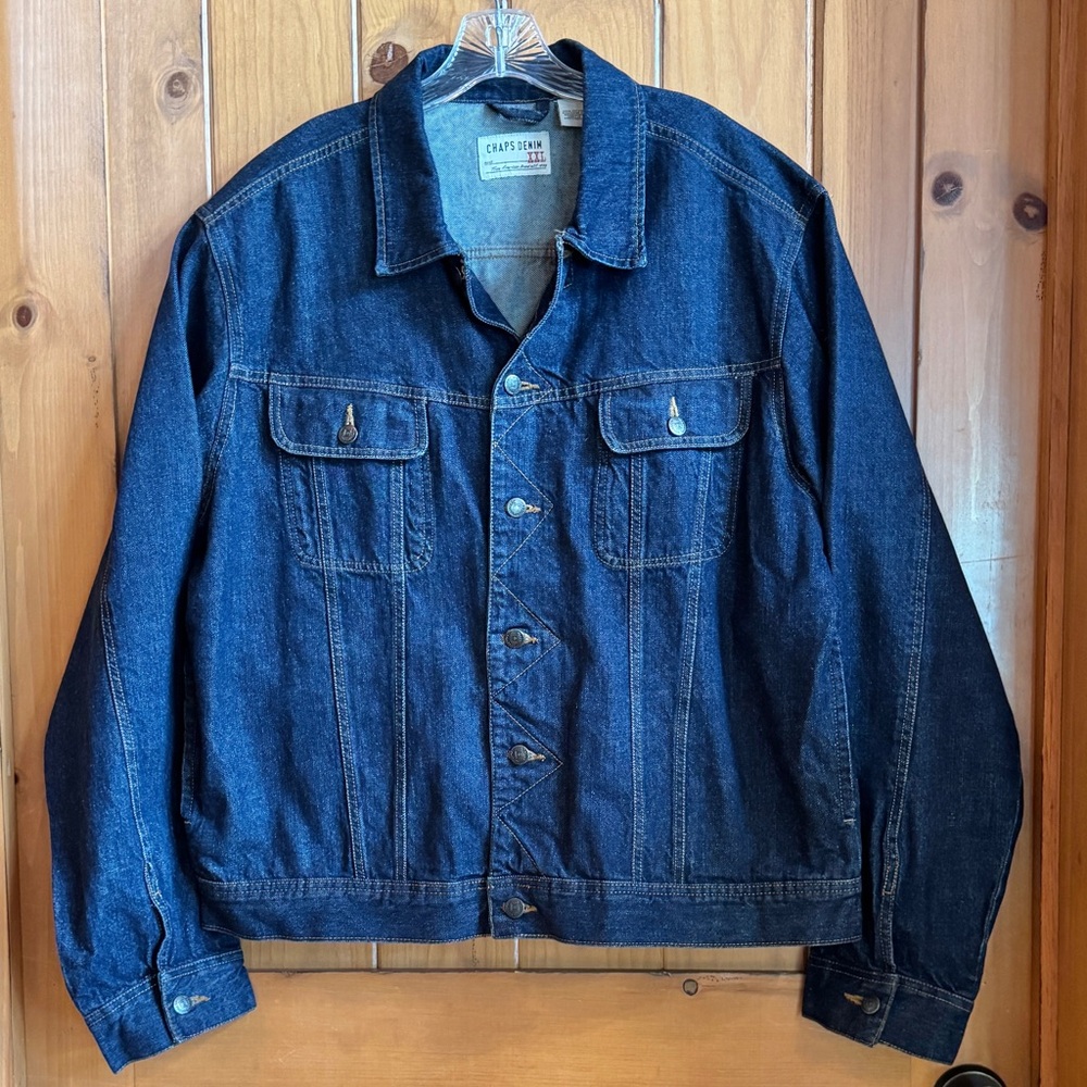 Chaps Denim Men’s Classic Trucker Jacket 100% Cotton (XXL) NWOT - Picture 3 of 17